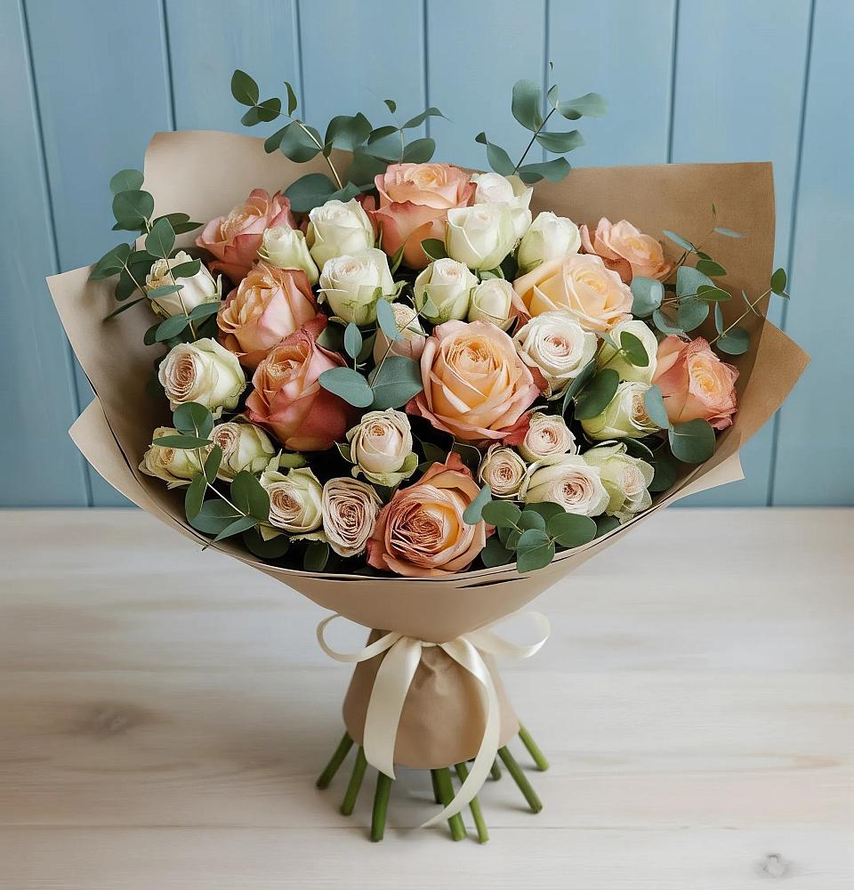 Букет цветов из: Альстромерии и Розы в Ельники