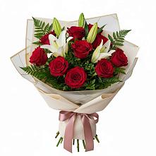 Букет цветов из:  Лилии и Розы в Ельники