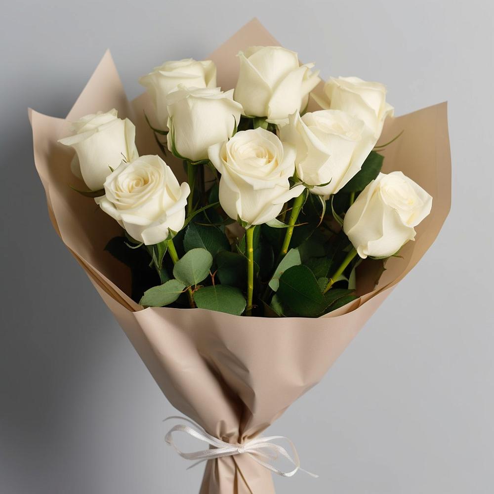 Букет 9 Белых роз Эдлесс Лав в Ельники