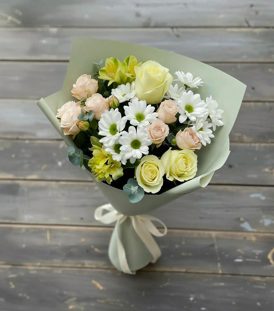 Букет цветов из: Альстромерии, Розы и Хризантемы в Ельники