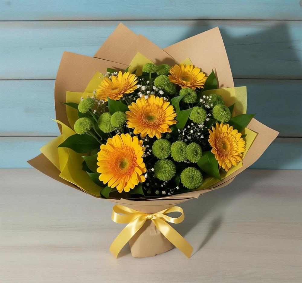 Букет цветов из: Герберы и Хризантемы в Ельники