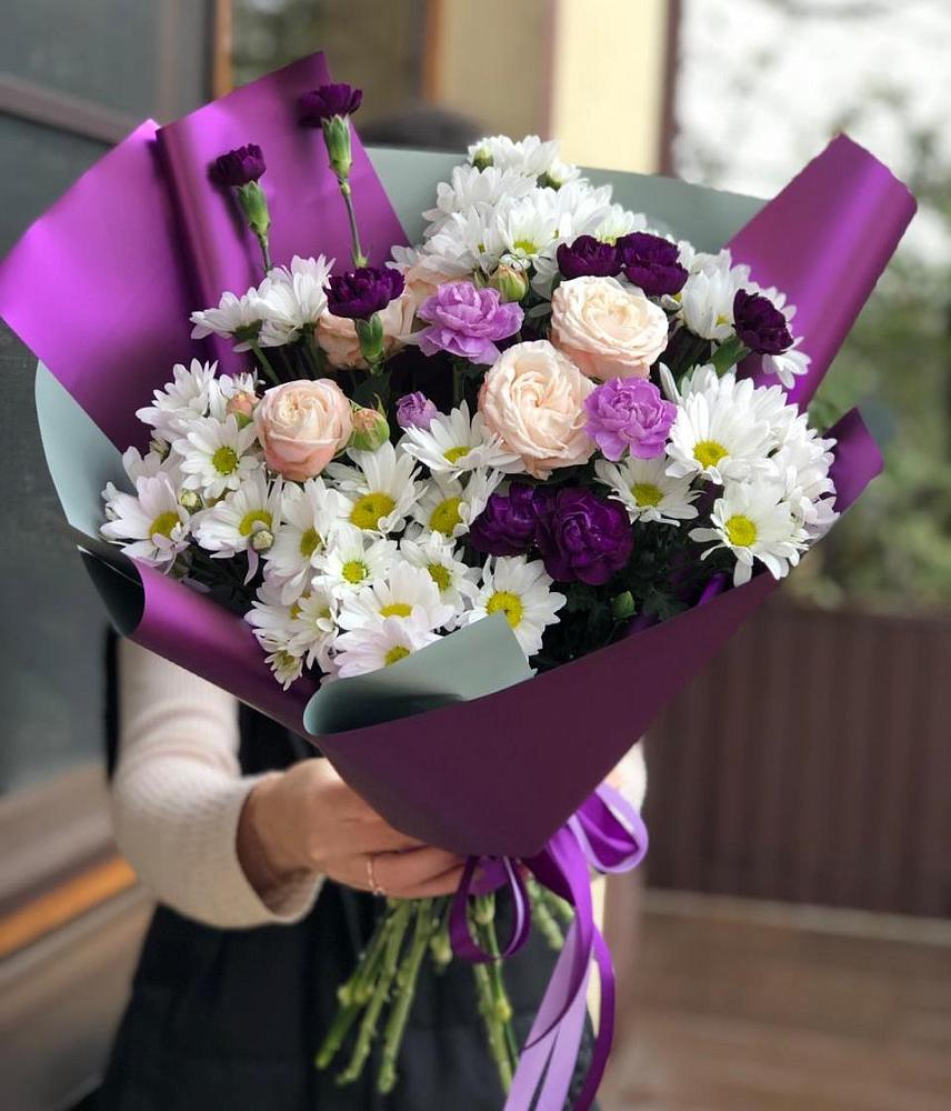 Букет цветов из: Хризантемы, Гвоздики и Розы в Ельники