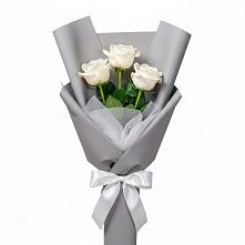 Букет 3 белые розы в Ельники