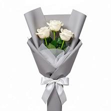 Букет 3 белые розы в Ельники