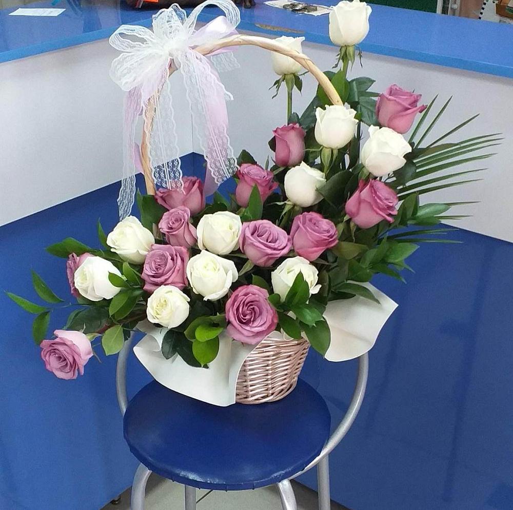 Цветочная композиция из Розы в корзине в Ельники