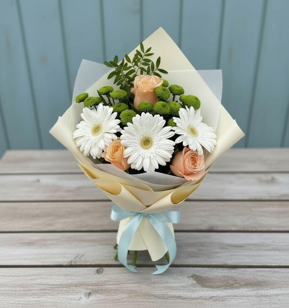 Букет цветов из: Герберы, Розы и Хризантемы в Ельники