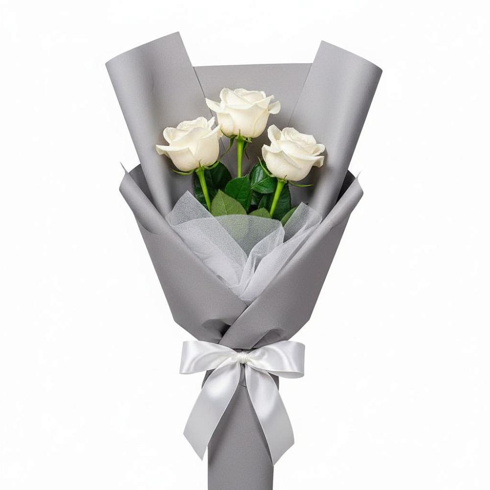 Букет 3 белые розы в Ельники