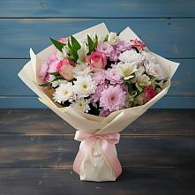 Букет цветов из:  Хризантемы, Альстромерии и Розы в Ельники