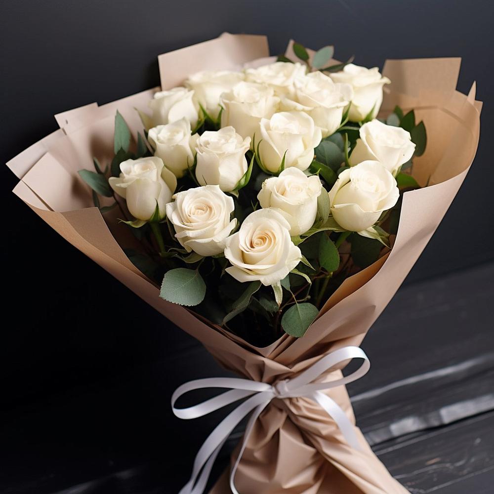 Букет 15 Белых роз в Ельники