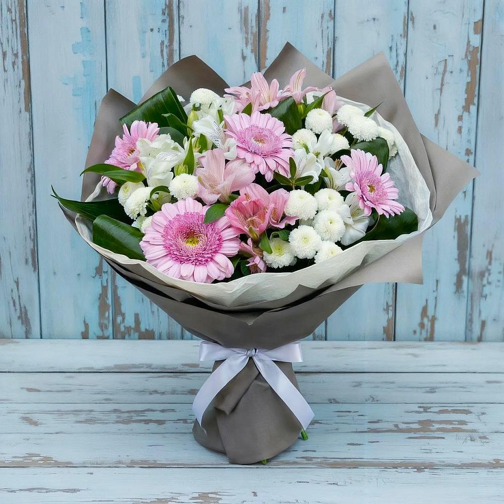 Букет цветов из: Герберы, Альстромерии и Хризантемы в Ельники