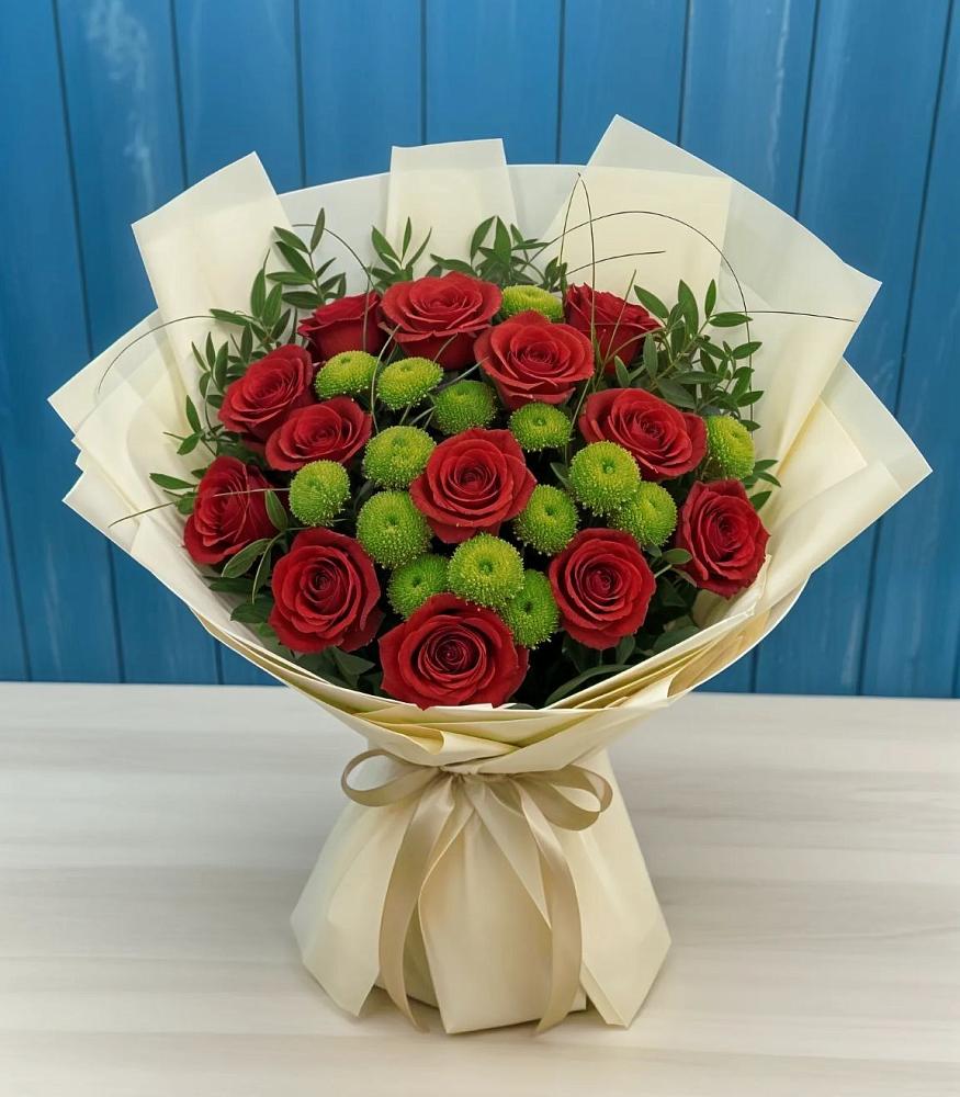 Букет цветов из: Розы и Хризантемы в Ельники