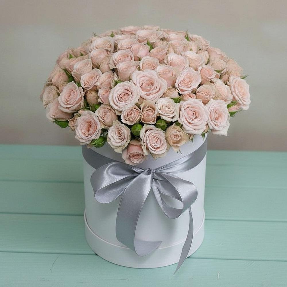 Цветочная композиция из Розы в шляпной коробке в Ельники